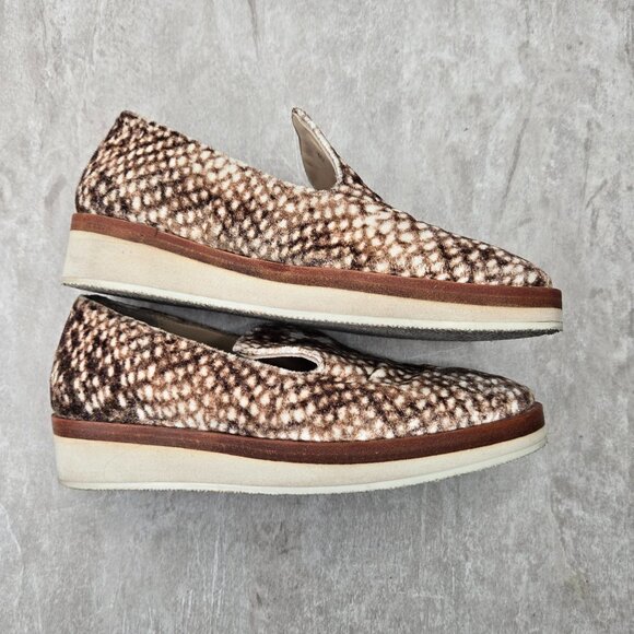 Free People Slip On Shoes Size 6 Brown Velour Animal Print Preppy Loafers - Picture 6 of 10